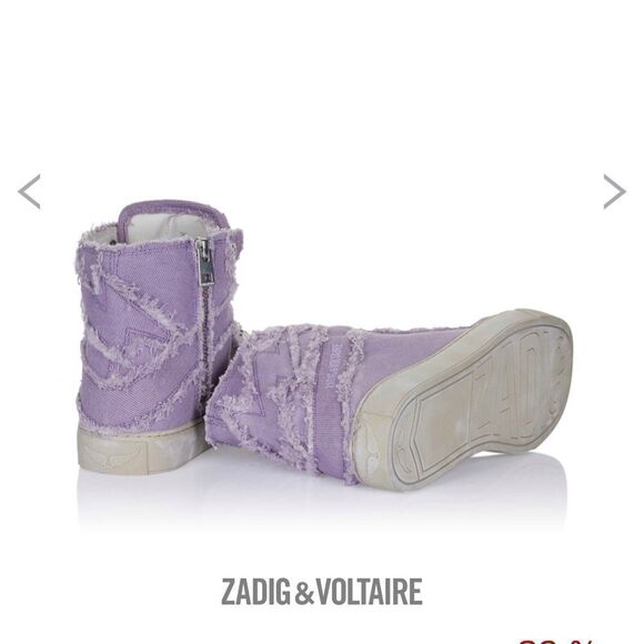 Zadig Voltaire High Flash Canvas shoes Purple New - Picture 3 of 5